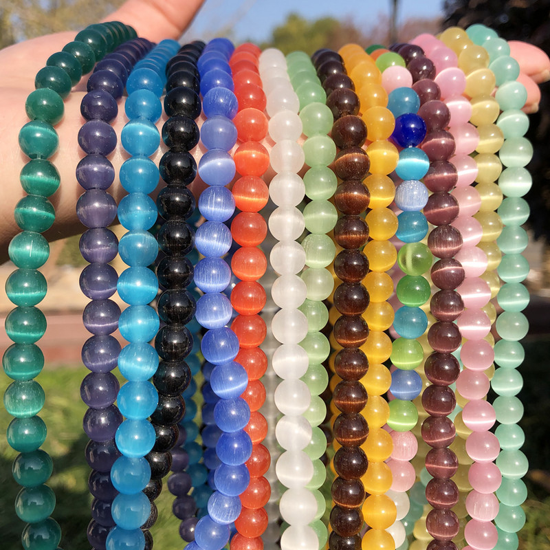 Veleprodajne kamene okrugle perle od prirodnog opala, okrugle labave razmaknice za izradu nakita, DIY narukvica 15`` 4 6 8 10 12 mm