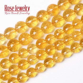 AAA+ Natural Citrines Crystal Beads Yellow Quartz Natural Stone Beads For Jewelry Making DIY Βραχιόλι κολιέ 15\'\' 4/6/8/10/12mm