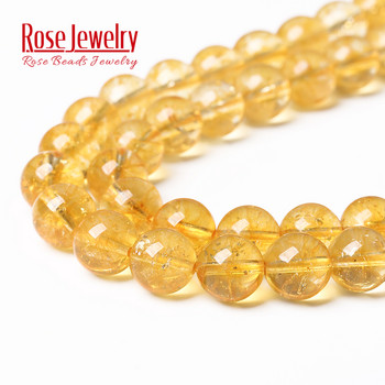 AAA+ Natural Citrines Crystal Beads Yellow Quartz Natural Stone Beads For Jewelry Making DIY Βραχιόλι κολιέ 15\'\' 4/6/8/10/12mm