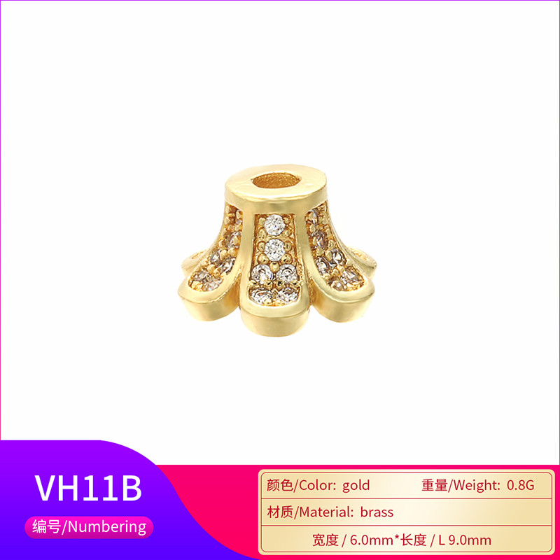 ZHUKOU 6x9mm divatos sárgaréz kristálygyöngy sapka nyaklánchoz karkötő fülbevaló ékszer készítő modell:VH11