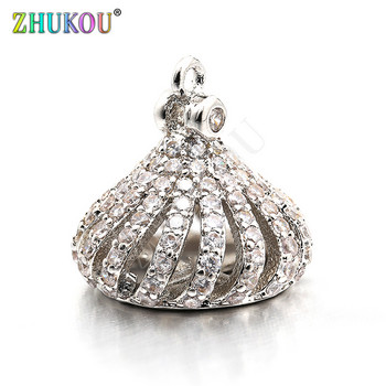 14*13mm Ορειχάλκινο υψηλής ποιότητας Cubic Zirconia Tassel Caps Connector Charms, Μικτό χρώμα, Τρύπα: 1mm, Μοντέλο:VM19