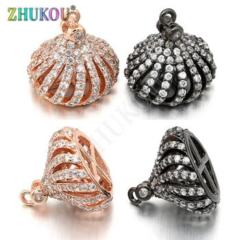 14*13mm Ορειχάλκινο υψηλής ποιότητας Cubic Zirconia Tassel Caps Connector Charms, Μικτό χρώμα, Τρύπα: 1mm, Μοντέλο:VM19