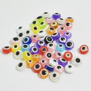 DIY 6-14mm 30/50/100τμχ Οβάλ χάντρες Evil Eye Resin Spacer Beads for Jewelry Making Βραχιόλι Χάντρες μέσης χάντρες evil eye beads