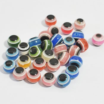 DIY 6-14mm 30/50/100τμχ Οβάλ χάντρες Evil Eye Resin Spacer Beads for Jewelry Making Βραχιόλι Χάντρες μέσης χάντρες evil eye beads