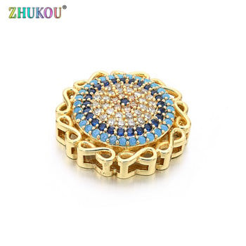 19*19mm Fashion Brass Cubic Zirconia Στρογγυλό σχήμα Λουλούδια Γούρια Συνδέσεις DIY Jewelry Findings Making, Μοντέλο: VS293