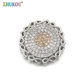 19*19mm Fashion Brass Cubic Zirconia Στρογγυλό σχήμα Λουλούδια Γούρια Συνδέσεις DIY Jewelry Findings Making, Μοντέλο: VS293