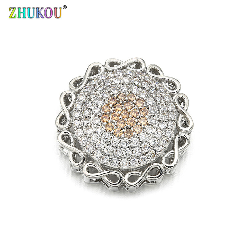 19*19mm divatos sárgaréz cirkónia Kerek forma Virágok Charms Csatlakozók Barkács ékszer leletek készítése, Modell: VS293