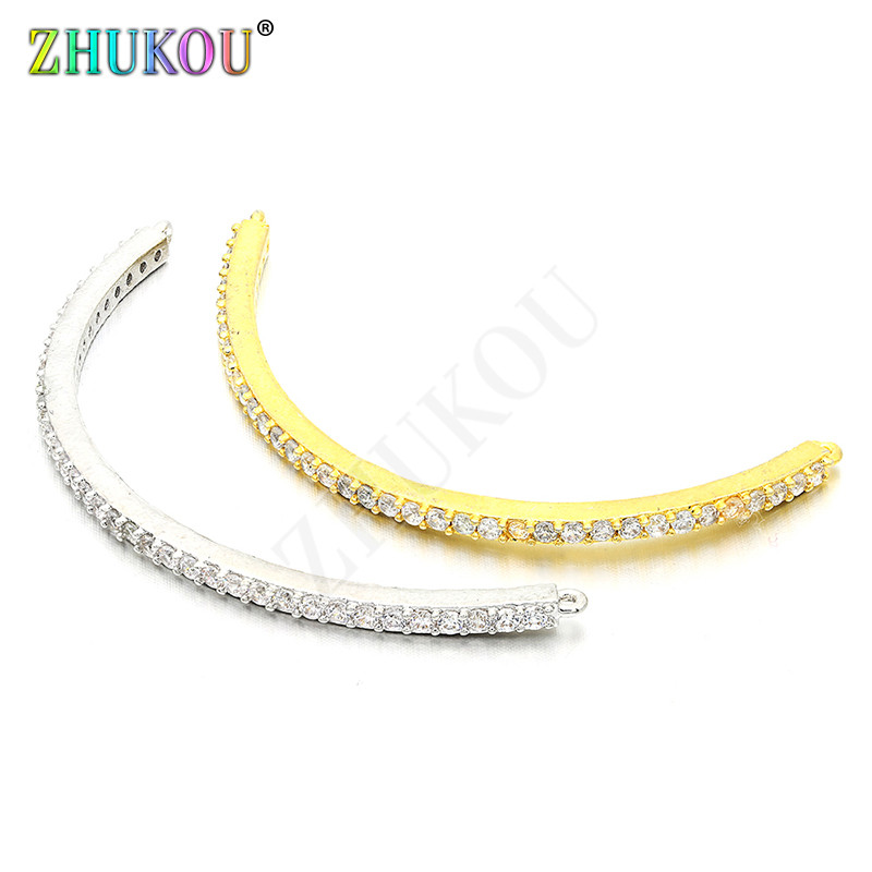 2,5*45mm sárgaréz cirkónia ívelt cső gyöngyök barkács nyaklánc medálok ékszer kiegészítők leletek , modell: VW13