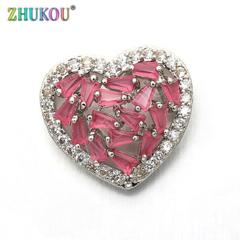 15*16mm Brass Micro Pave Cubic Zirconia Heart Charms Connectors for Diy Jewelry Findings, Μικτό χρώμα, Μοντέλο: VS219