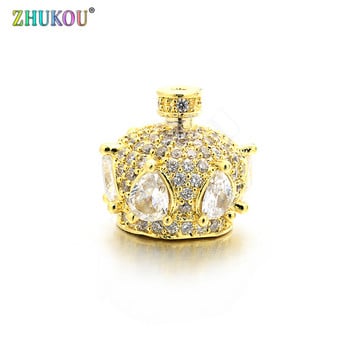 12*11mm ορειχάλκινο υψηλής ποιότητας Cubic Zirconia Crown Tassel Caps Diy Jewelry Findings Accessories, Τρύπα: 0,5mm, Μοντέλο:VM25