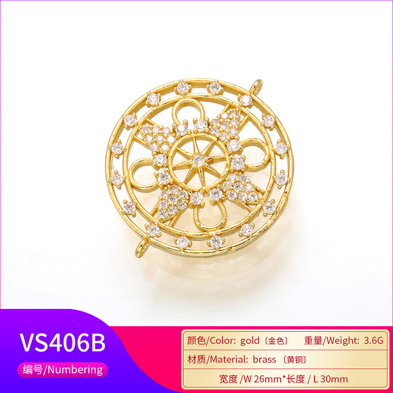 ZHUKOU 26x30mm arany színű kristály kivágott bűbáj csatlakozó női nyaklánc karkötő ékszer kiegészítők modell: VS406
