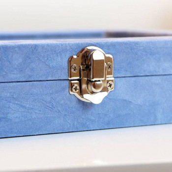 Μόδα μπλε βελούδινο κουτί αποθήκευσης κοσμημάτων Σκουλαρίκι κολιέ δαχτυλίδι κοσμηματοπωλείο θήκη οργάνωσης γυάλινο κάλυμμα Κιβώτιο ταξιδίου Φορητή θήκη Δώρο