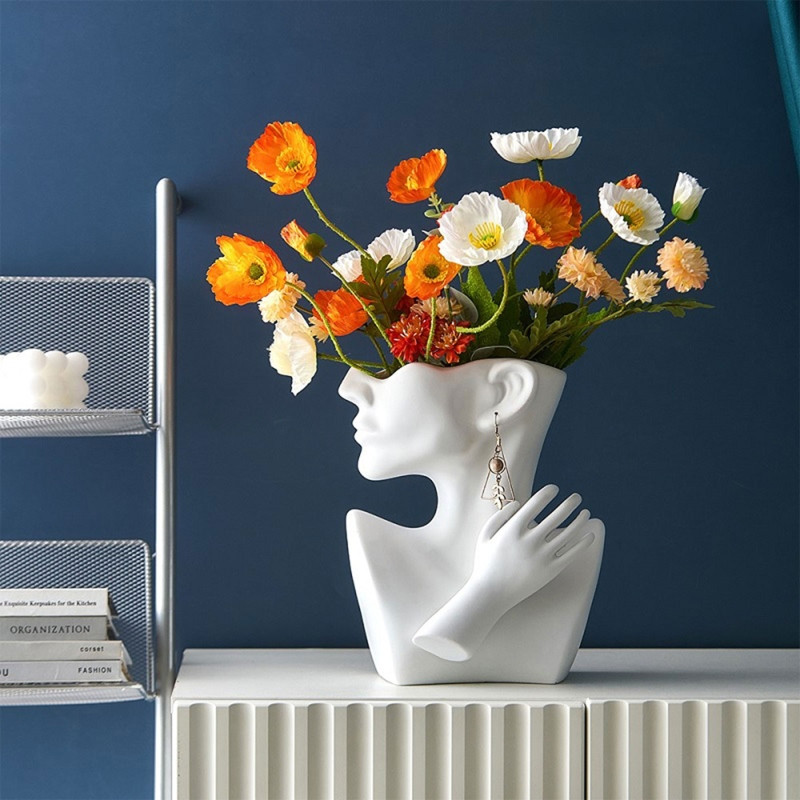 Formă pentru ghiveci din silicon pentru vază cu jumătate de corp pentru corp uman, matriță pentru ghiveci pentru flori suculente, argilă, ciment, pentru ipsos.