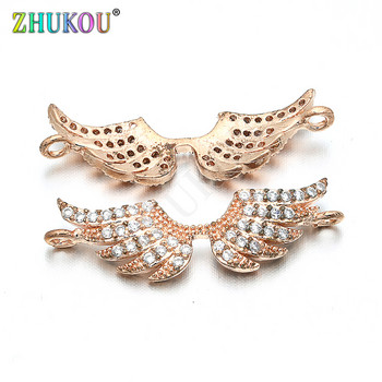 Σύνδεσμος 25*10 mm Brass Cubic Zirconia Wing Charms Connector DIY Κοσμήματα Βραχιόλι κολιέ κατασκευή, Μοντέλο: VS15