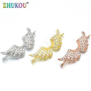 Σύνδεσμος 25*10 mm Brass Cubic Zirconia Wing Charms Connector DIY Κοσμήματα Βραχιόλι κολιέ κατασκευή, Μοντέλο: VS15