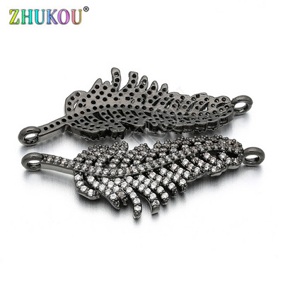 Σύνδεσμοι 15*42 mm Brass Cubic Zirconia Leaf Charms for Diy Jewelry Findings, Τρύπα: 1,5 mm, Μοντέλο: VS115