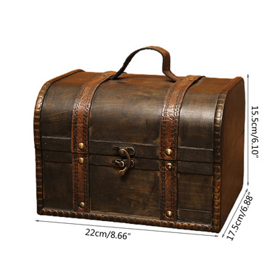 Retro elegantna drvena gusarska kutija za pohranu nakita s bravom Vintage škrinja s blagom za drveni organizator Dekoracija doma