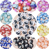 10mm50/100/200 buc/lot Ying Yang margele de față margele de argilă polimerică margele distanțatoare libere pentru fabricarea de bijuterii accesorii pentru brățari