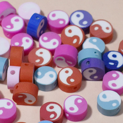 10mm50/100/200 buc/lot Ying Yang margele de față margele de argilă polimerică margele distanțatoare libere pentru fabricarea de bijuterii accesorii pentru brățari