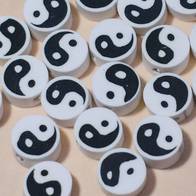 10mm50/100/200 buc/lot Ying Yang margele de față margele de argilă polimerică margele distanțatoare libere pentru fabricarea de bijuterii accesorii pentru brățari