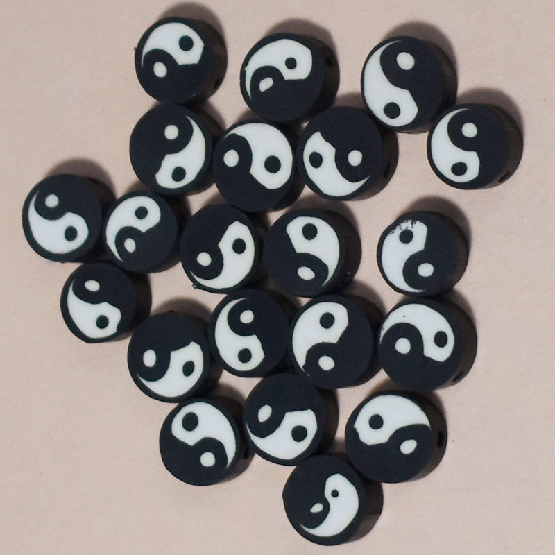 10mm50/100/200 buc/lot Ying Yang margele de față margele de argilă polimerică margele distanțatoare libere pentru fabricarea de bijuterii accesorii pentru brățari