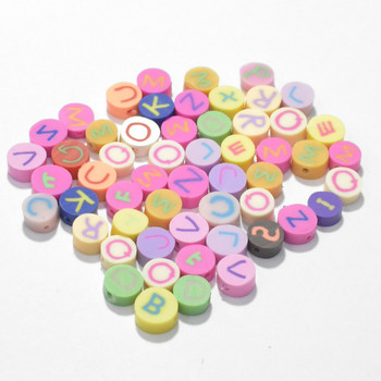 10mm30/50/100pcs/lot Letter bead Χάντρες Polymer Clay Loose Spacer Beads for Jewelry Making DIY Bocelet Accessories