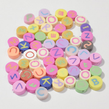 10mm30/50/100pcs/lot Letter bead Χάντρες Polymer Clay Loose Spacer Beads for Jewelry Making DIY Bocelet Accessories