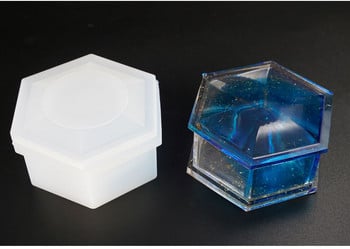 Καλούπια ρητίνης κοσμημάτων DIY εξάγωνο κουτί αποθήκευσης Καλούπι Κρυστάλλινο εποξειδικό καλούπι σιλικόνης σε σχήμα δαμάσκηνου για αξεσουάρ κοσμημάτων