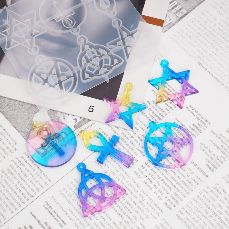 DIY szilikon forma Pentagram Hexagram forma UV gyanta formák Kézműves ékszer kiegészítők