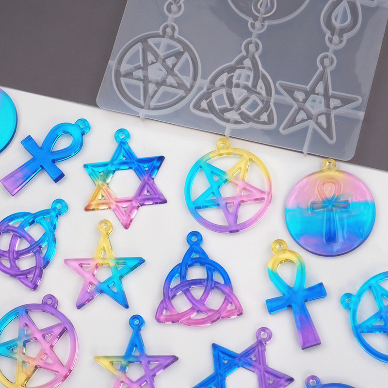 DIY szilikon forma Pentagram Hexagram forma UV gyanta formák Kézműves ékszer kiegészítők