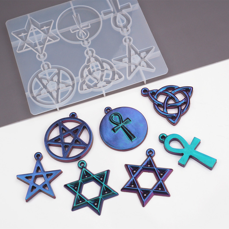DIY szilikon forma Pentagram Hexagram forma UV gyanta formák Kézműves ékszer kiegészítők