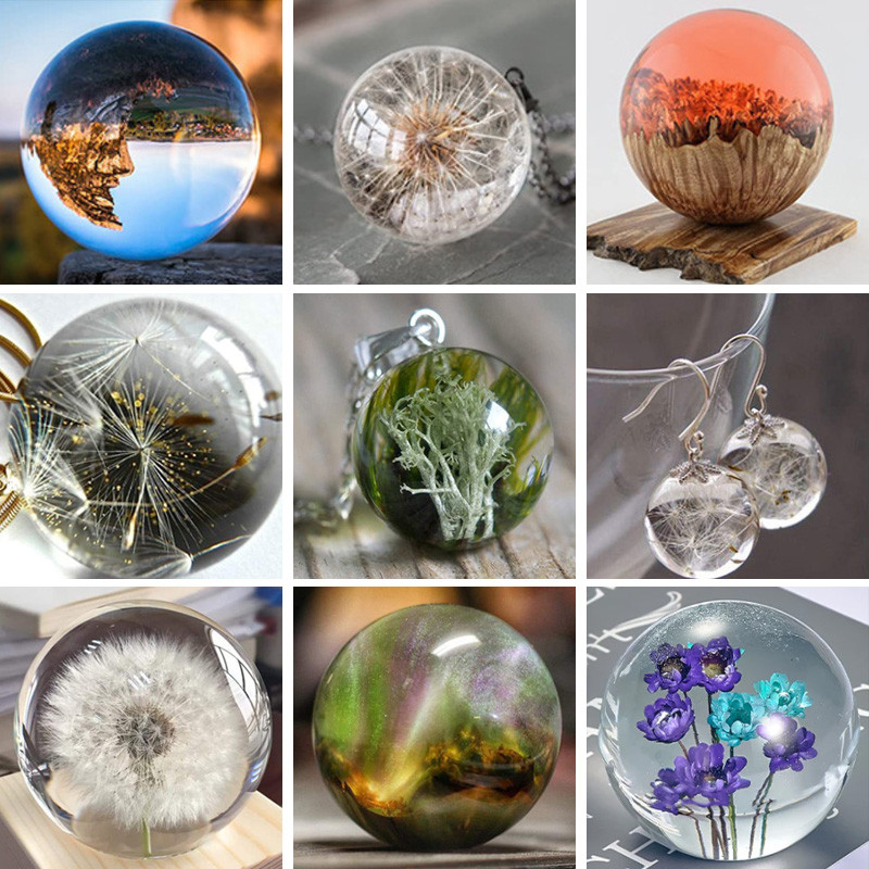 3D сферична форма от UV смола Направи си сам обеца Колие Сфера Висулка Силиконови форми за епоксидна смола Аксесоари за изработка на бижута