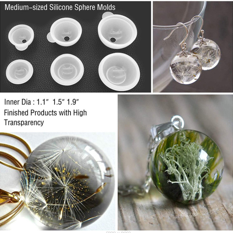 3D сферична форма от UV смола Направи си сам обеца Колие Сфера Висулка Силиконови форми за епоксидна смола Аксесоари за изработка на бижута