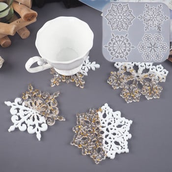 Super Pretty Snowflake Coaster Καλούπι σιλικόνης Φτιάξτε τη δική σας Δαντέλα Snowflake Coaster Coaster Mold Διακόσμηση σπιτιού Craft Resin Art