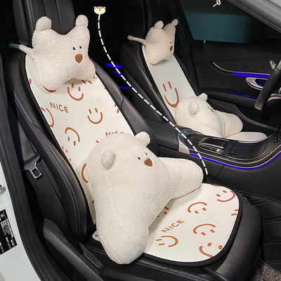 Animacinio filmo automobilio atlošo pagalvėlė mielas šypsenos veidas pliušinis žiemos rudens Patogus automobilio sėdynės pagalvėlės ornamentas