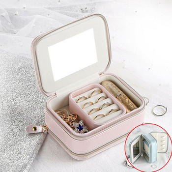 Φορητό Box Organizer κοσμημάτων Δερμάτινη θήκη αποθήκευσης Βιτρίνα για δαχτυλίδι Σκουλαρίκια Κολιέ Βραχιόλι Θήκη ταξιδιού