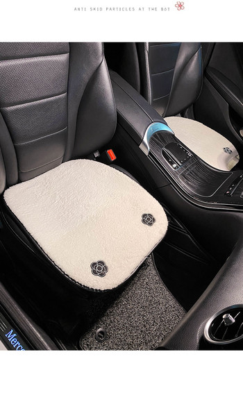 Νέο χειμωνιάτικο βελούδινο μαξιλάρι καθισμάτων αυτοκινήτου Camellia Universal Αντιολισθητικό Ζεστά διακοσμητικά εσωτερικού αυτοκινήτου