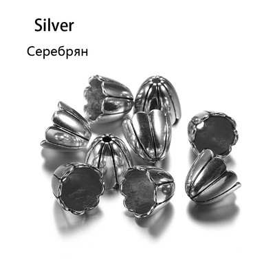 2db/tétel Antik bronz üreges virágos gyöngyvégsapkák ezüst arany távtartó különálló gyöngysapka barkács ékszerekhez, keresési kiegészítőkhöz