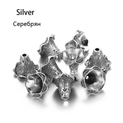 2db/tétel Antik bronz üreges virágos gyöngyvégsapkák ezüst arany távtartó különálló gyöngysapka barkács ékszerekhez, keresési kiegészítőkhöz