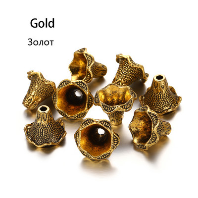 2db/tétel Antik bronz üreges virágos gyöngyvégsapkák ezüst arany távtartó különálló gyöngysapka barkács ékszerekhez, keresési kiegészítőkhöz