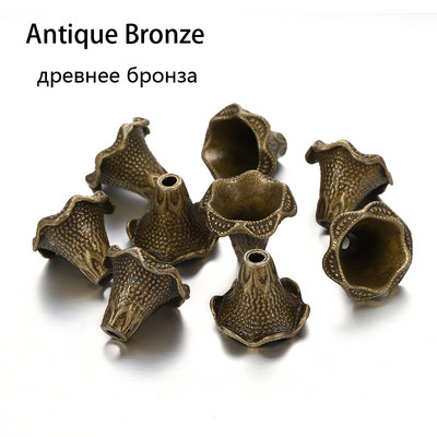 2db/tétel Antik bronz üreges virágos gyöngyvégsapkák ezüst arany távtartó különálló gyöngysapka barkács ékszerekhez, keresési kiegészítőkhöz