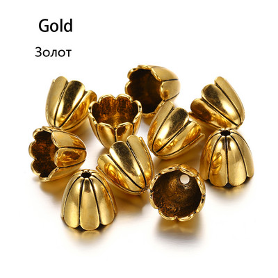 2db/tétel Antik bronz üreges virágos gyöngyvégsapkák ezüst arany távtartó különálló gyöngysapka barkács ékszerekhez, keresési kiegészítőkhöz