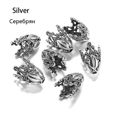 2db/tétel Antik bronz üreges virágos gyöngyvégsapkák ezüst arany távtartó különálló gyöngysapka barkács ékszerekhez, keresési kiegészítőkhöz