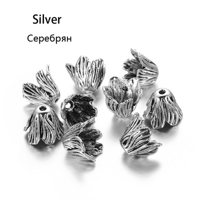 2db/tétel Antik bronz üreges virágos gyöngyvégsapkák ezüst arany távtartó különálló gyöngysapka barkács ékszerekhez, keresési kiegészítőkhöz