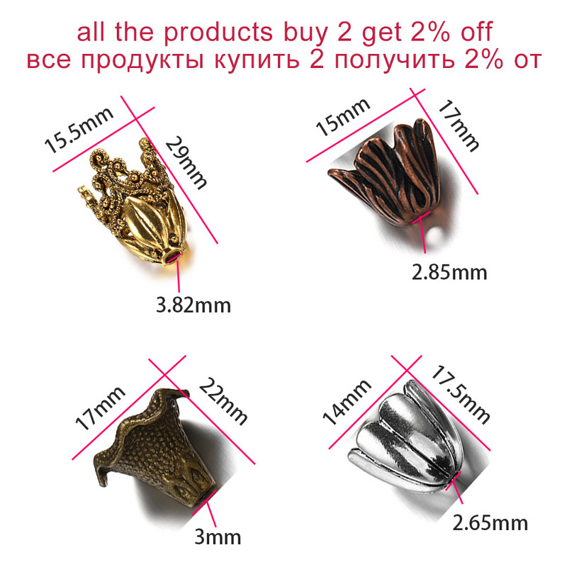 2db/tétel Antik bronz üreges virágos gyöngyvégsapkák ezüst arany távtartó különálló gyöngysapka barkács ékszerekhez, keresési kiegészítőkhöz