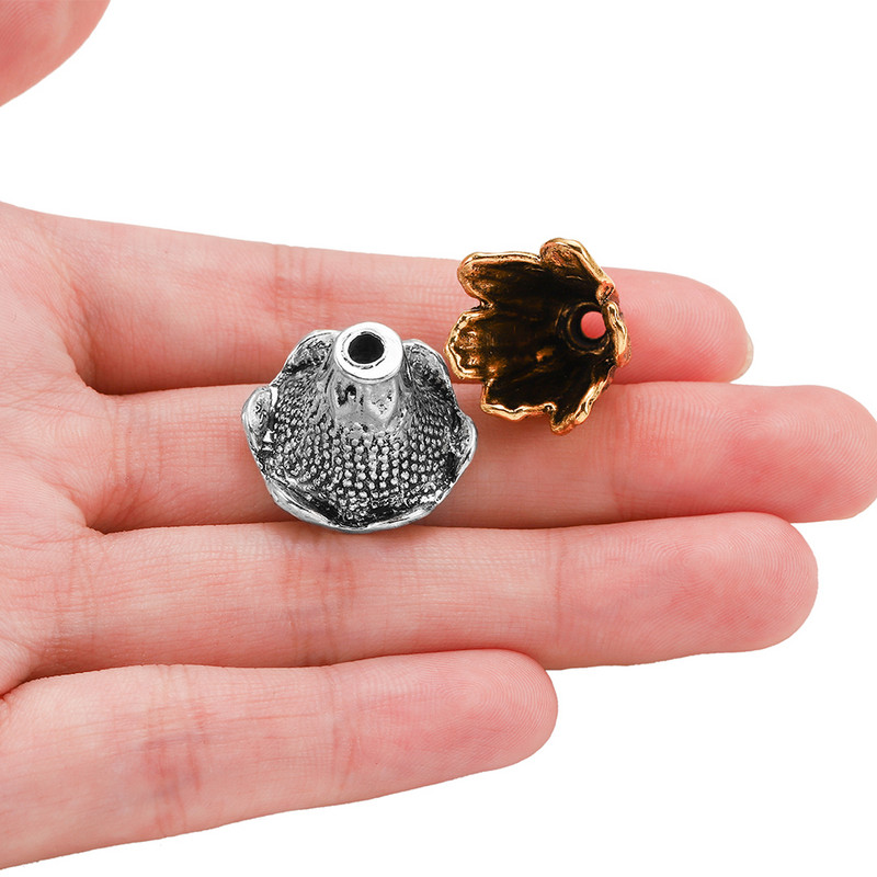 2db/tétel Antik bronz üreges virágos gyöngyvégsapkák ezüst arany távtartó különálló gyöngysapka barkács ékszerekhez, keresési kiegészítőkhöz