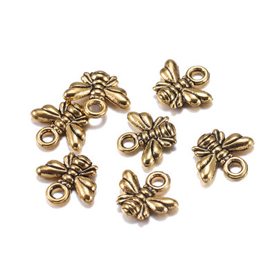 40db/tétel 10x11mm tibeti bevonatú medálok Bee Charms medálgyöngyök nyaklánchoz karkötő fülbevaló ékszer készítés