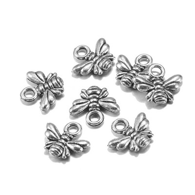 40db/tétel 10x11mm tibeti bevonatú medálok Bee Charms medálgyöngyök nyaklánchoz karkötő fülbevaló ékszer készítés