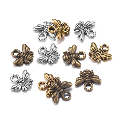 40db/tétel 10x11mm tibeti bevonatú medálok Bee Charms medálgyöngyök nyaklánchoz karkötő fülbevaló ékszer készítés