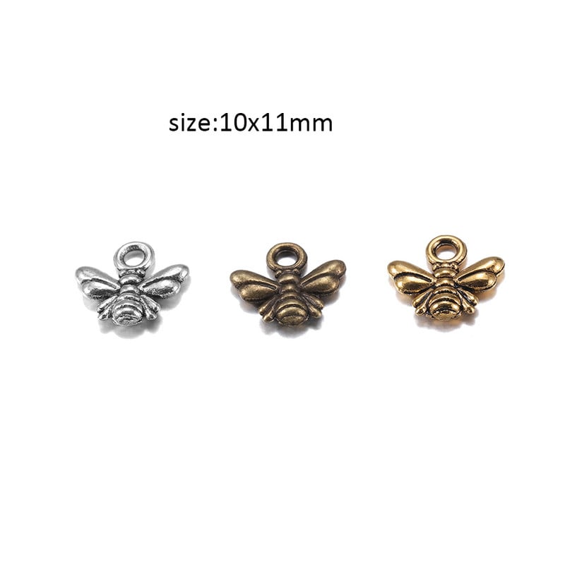 40db/tétel 10x11mm tibeti bevonatú medálok Bee Charms medálgyöngyök nyaklánchoz karkötő fülbevaló ékszer készítés